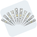 Diamond Spike-Silver Glitter Stiletto Press-Ons with Full Rhinestone Coverage