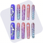 Mystic Gradient -Multi-Tone Long Square Press-Ons with Chrome & Glitter Accents