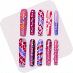 Pink Pop Art – Multi-Tone Long Square Press-Ons with 3D Dot & Stud Accents