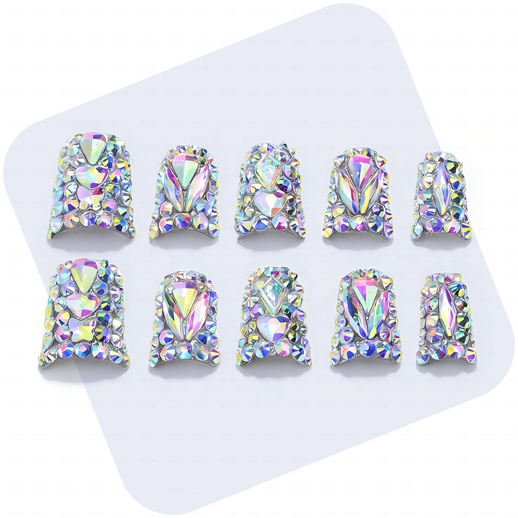 主图1-正面 Iridescent Crystal Hand & Foot Set –Ons with Holographic Crystal Accents - Image 1
