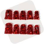Scarlet Blaze Hand & Foot Set – Red Crystal-Encrusted Press-Ons
