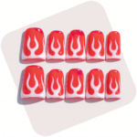 Pink Flame – Short Duck Press-Ons with Bold Flame Art