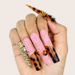 Tortie Cherry – Long Stiletto Press-Ons with Tortoiseshell & Cherry Accents - Image 2