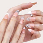 Pearl Elegance – Medium Almond Press-Ons with Pearl Clusters - Image 2