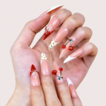Cherry Bloom – Long Stiletto Press-Ons with Cherry & Floral Accents - Image 2
