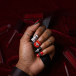 Rebel Pout-Rebel Red & Black Short Duck Press-Ons with 3D Lip & Rhinestone Charms - Image 3