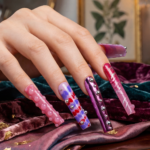 Pink Pop Art – Multi-Tone Long Square Press-Ons with 3D Dot & Stud Accents - Image 3