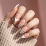 Pearl Elegance – Medium Almond Press-Ons with Pearl Clusters - Image 3