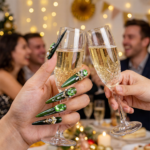 Emerald Thorne-Forest Green Stiletto Press-Ons with Crystal & Pearl Charms - Image 4