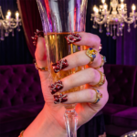 Rebel Chain-Metallic Red Short Duck Press-Ons with Spike & Chain Charms - Image 4