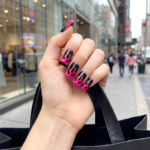 Blaze Pop-Hot Pink & Black Short Duck Press-Ons with Flame Graphics - Image 4