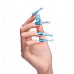 Ocean Whisper-Ocean Blue Long Coffin Press-Ons with Jellyfish & Starfish Charms - Image 5