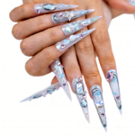 Aurora Crystal-Iridescent Mint Stiletto Press-Ons with Mixed Rhinestone Accents - Image 5