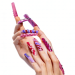 Pink Pop Art – Multi-Tone Long Square Press-Ons with 3D Dot & Stud Accents - Image 5