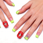 Neon Kiss – Blush Pink & Neon Green Short Duck Press-Ons with 3D Lip & Rhinestone Charms - Image 5