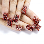 Rebel Chain-Metallic Red Short Duck Press-Ons with Spike & Chain Charms - Image 5