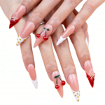 Cherry Bloom – Long Stiletto Press-Ons with Cherry & Floral Accents - Image 5