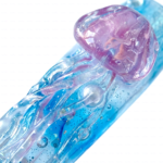 Ocean Whisper-Ocean Blue Long Coffin Press-Ons with Jellyfish & Starfish Charms - Image 6