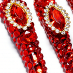 Ruby Royale -Crimson Red Long Stiletto Press-Ons with Rhinestone Halo, Heart Gem & Gold Bow Charms - Image 6