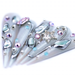 Aurora Crystal-Iridescent Mint Stiletto Press-Ons with Mixed Rhinestone Accents - Image 6
