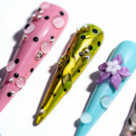 Rainbow Pop-Multi-Color Stiletto Press-Ons with 3D Floral & Rhinestone Accents - Image 6