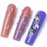 Mystic Gradient -Multi-Tone Long Square Press-Ons with Chrome & Glitter Accents - Image 6