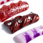 Vivid Swirl – Multi-Tone Long Duck Press-Ons with Rhinestone Accents - Image 6