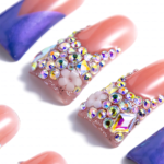 Lavender Blossom – Pink & Purple Long Duck Press-Ons with Crystal & Floral Accents - Image 6