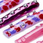 Pink Pop Art – Multi-Tone Long Square Press-Ons with 3D Dot & Stud Accents - Image 6