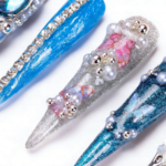 Ocean Chrome – Teal & Silver Stiletto Press-Ons with Crystal Accents - Image 6