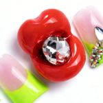 Neon Kiss – Blush Pink & Neon Green Short Duck Press-Ons with 3D Lip & Rhinestone Charms - Image 6