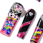 Neon Punk – Long Square Jelly Press-Ons with Heart & Crystal Accents - Image 6