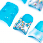 Tide Sparkle-Ocean Blue Short Duck Press-Ons with Starfish & Seashell Charms - Image 6