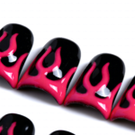 Blaze Pop-Hot Pink & Black Short Duck Press-Ons with Flame Graphics - Image 6