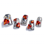 Ruby Chrome-Metallic Silver Short Duck Press-Ons with Red Crystal & Heart Charms - Image 7