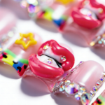 Pout Pop-Bubblegum Pink Short Duck Press-Ons with 3D Lip & Star Charms - Image 7