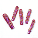 Bloom Aurora-Iridescent Purple Long Square Press-Ons with 3D Floral Charms - Image 7