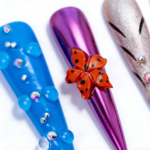 Rainbow Pop-Multi-Color Stiletto Press-Ons with 3D Floral & Rhinestone Accents - Image 7