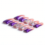 Blossom Gradient – Pink & Purple Long Duck Press-Ons with Crystal & Floral Accents - Image 9