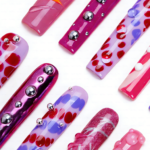 Pink Pop Art – Multi-Tone Long Square Press-Ons with 3D Dot & Stud Accents - Image 7