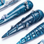 Ocean Chrome – Teal & Silver Stiletto Press-Ons with Crystal Accents - Image 7
