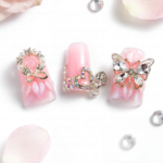 Pink Bling Hand Set – Ons with Crystal & Pearl Accents Product Description - Image 7