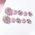Pink Bling Foot Set – Ons with Crystal & Pearl Accents Product Description - Image 7