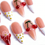 Cherry Bloom – Long Stiletto Press-Ons with Cherry & Floral Accents - Image 7