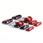 Rebel Pout-Rebel Red & Black Short Duck Press-Ons with 3D Lip & Rhinestone Charms - Image 8