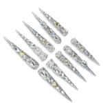 Diamond Spike-Silver Glitter Stiletto Press-Ons with Full Rhinestone Coverage - Image 8