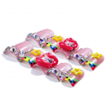 Pout Pop-Bubblegum Pink Short Duck Press-Ons with 3D Lip & Star Charms - Image 8
