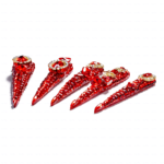 Ruby Royale -Crimson Red Long Stiletto Press-Ons with Rhinestone Halo, Heart Gem & Gold Bow Charms - Image 8