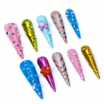 Rainbow Pop-Multi-Color Stiletto Press-Ons with 3D Floral & Rhinestone Accents - Image 8