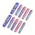 Mystic Gradient -Multi-Tone Long Square Press-Ons with Chrome & Glitter Accents - Image 8